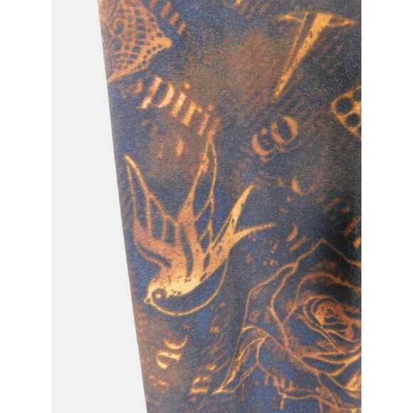 No Boundaries Leggings Womens Small Medium Black Orange Tattoo Print Butterfly - Picture 7 of 12